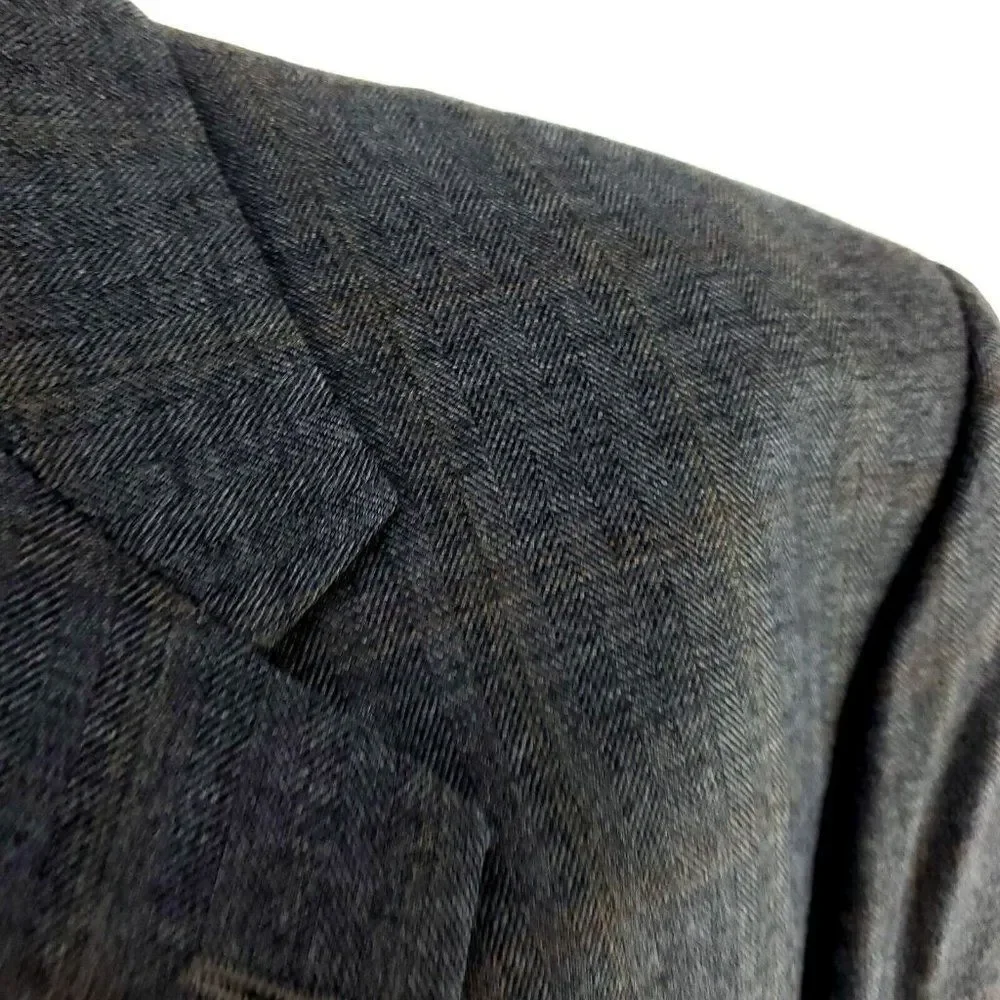 Joseph Abboud Nordstrom Wool 3 Button Sport Coat 42R Gray Blue Herringbone W/ Or